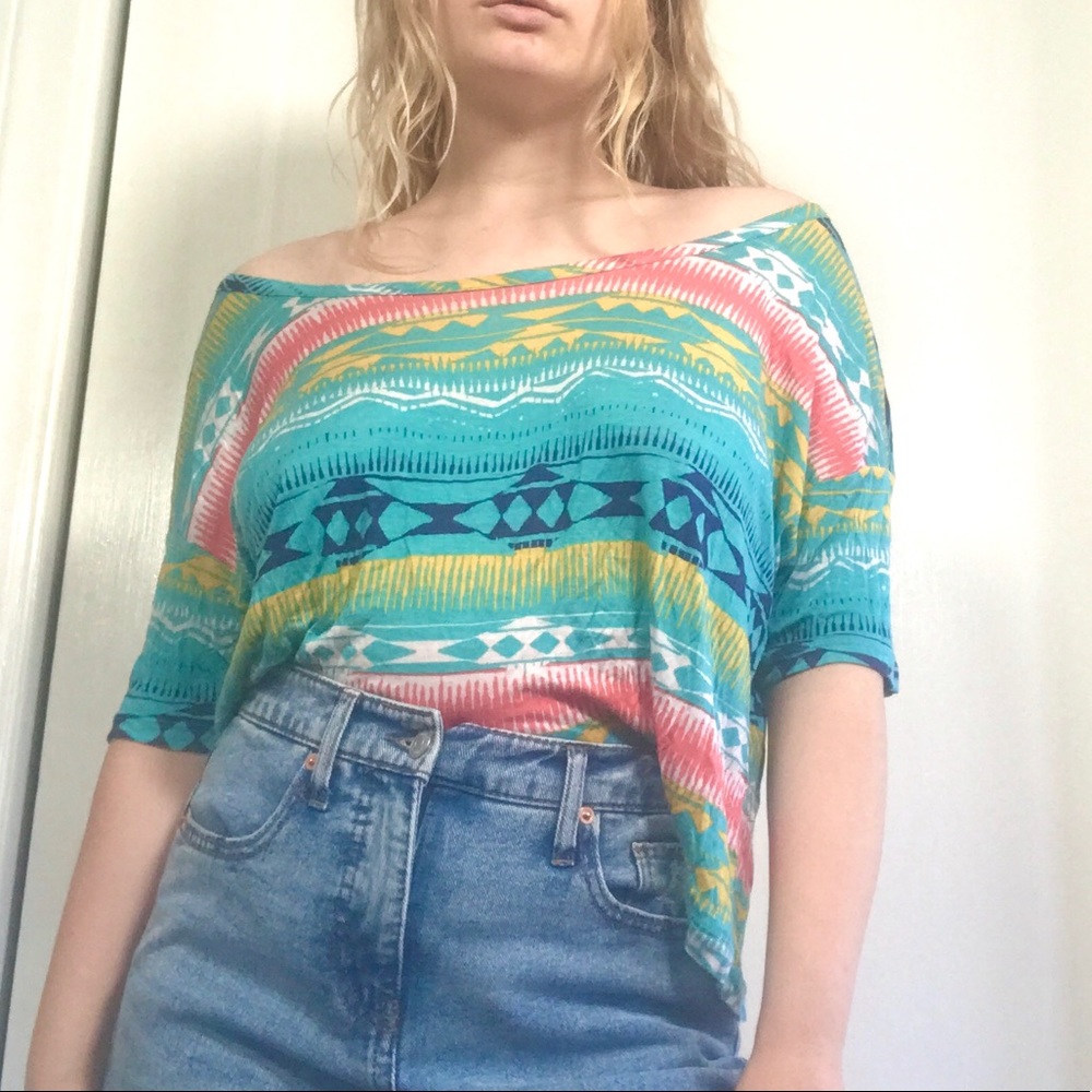 Multicolor Off-the-shoulder Blouse